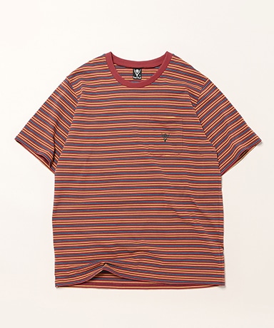 S/S Round Pocket Tee - Cotton Multi Narrow Stripe Jersey