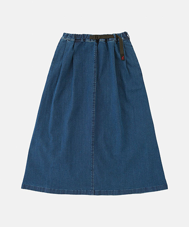 Stretch Denim Long Flare Skirt