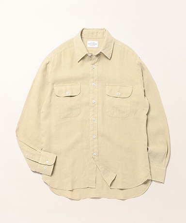 Linen Garment Dyed Reg Coller Shirts With 2 Pocket