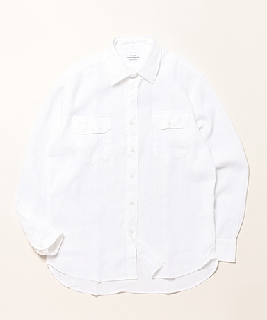 Linen Garment Dyed Reg Coller Shirts With 2 Pocket