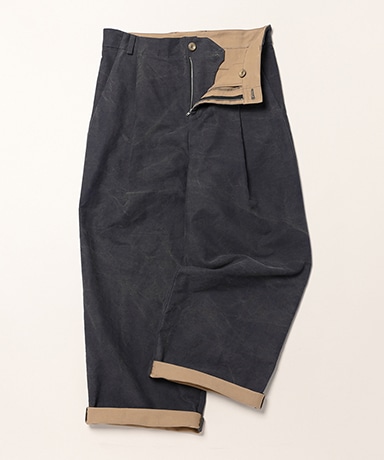 Washed Moleskin 1 Tuck Wide Trousers