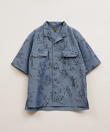 Open Collar Shirt - Tatoo Print