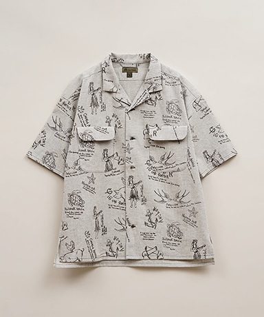 Open Collar Shirt - Tatoo Print