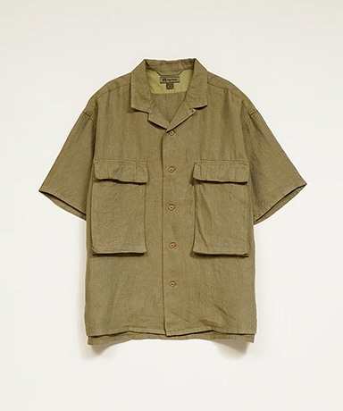 Army Shirt Short Sleeve - Linen Herringbone Twill
