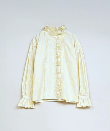Gather Collar Blouse - Stripe
