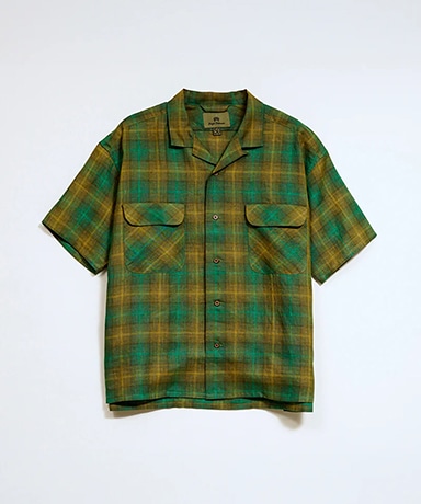 Open Collar Shirt - Hemp Check