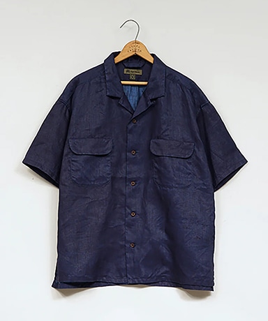 Open Collar Shirt - Linen Indigo