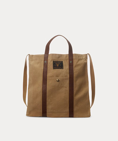 レザートリム キャンバス トート