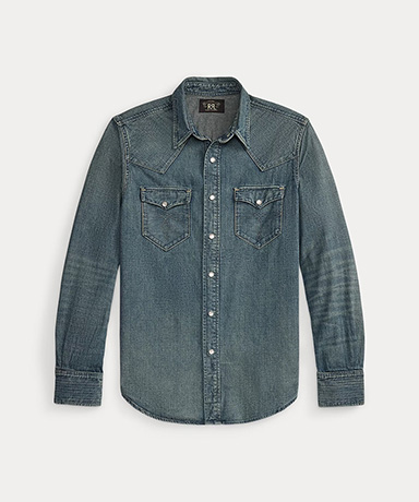 スリム フィット デニム ウエスタン シャツ