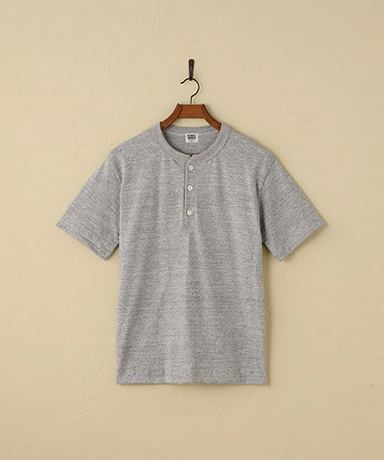 Lot.35004 Fallen Cotton Mid Weight S/S Henley Neck Tee