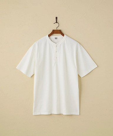 Lot.35004 Fallen Cotton Mid Weight S/S Henley Neck Tee