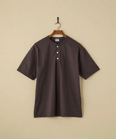 Lot.35004 Fallen Cotton Mid Weight S/S Henley Neck Tee