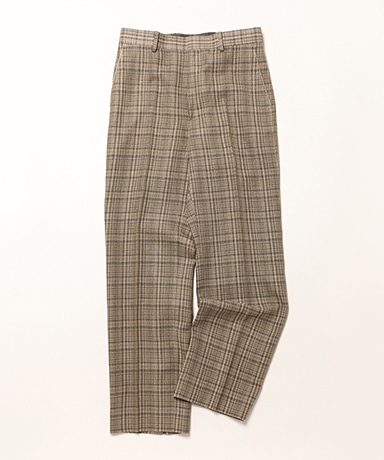 Silk Linen Nep Check Slacks(3(MEN) Dark Brown Check/ダークブラウン