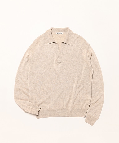 Super Fine Cashmere Silk Knit Skipper Polo