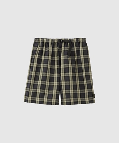 Cotton Linen Plaid Shorts