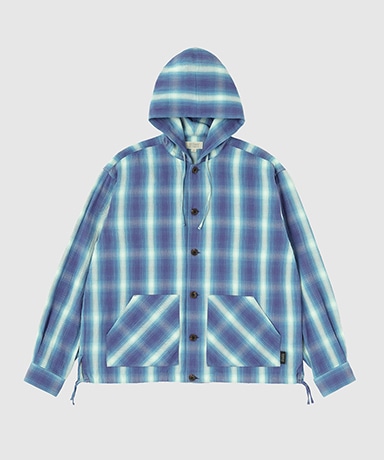 Ombre Plaid Hooded Shirt
