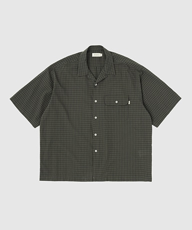 Dobby Plaid Open Collar S/S Shirt