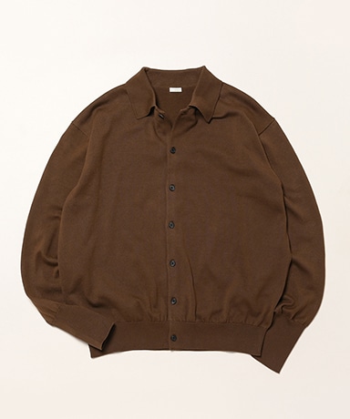 Cotton Knit Polo Collar Cardigan