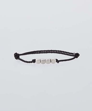 Cube with Hair Line Link - Silver