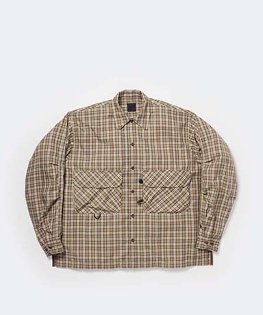 Tech Sports Open Collar Shirt L/S Gren Plaid
