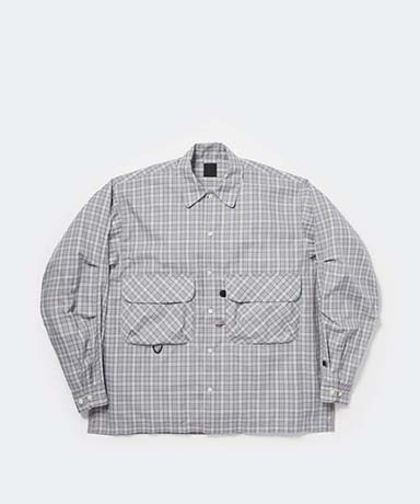 Tech Sports Open Collar Shirt L/S Gren Plaid