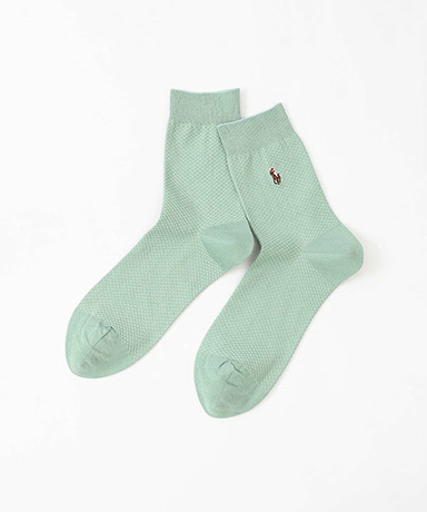 涼感 鹿の子編み オーガニックコットン混 マルチPP 20cm ミドル丈 ソックス