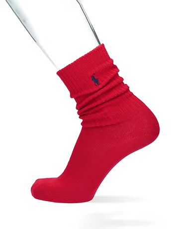 COLOR SHOP RIB リブ ワンポイント刺繍 クルー丈 日本製 カジュアル ソックス メンズ