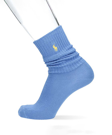 COLOR SHOP RIB リブ ワンポイント刺繍 クルー丈 日本製 カジュアル ソックス メンズ