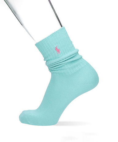 COLOR SHOP RIB リブ ワンポイント刺繍 クルー丈 日本製 カジュアル ソックス メンズ