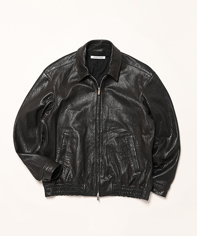 Leather Zip Up Blouson - Sheep Shrink Leather
