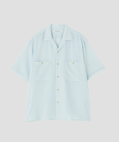 Sheer Open Collar Shirts S/S-Gingham Check Indian fabric-