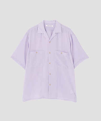 Sheer Open Collar Shirts S/S-Gingham Check Indian fabric-