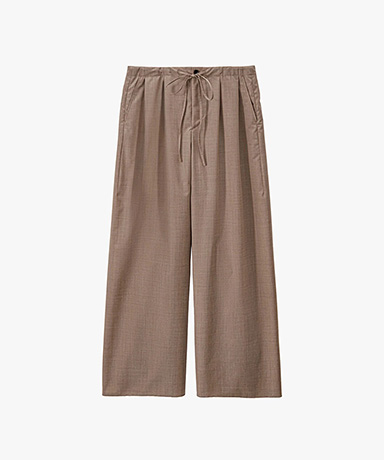 Fine Wool Heather Drawstring Wide Pants