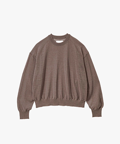Coiled Wool Nylon Oversized Crew Neck Knit