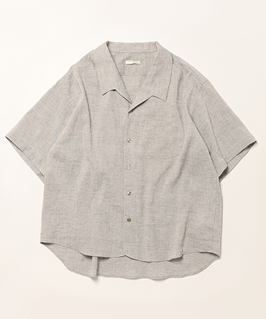 Yak Mixed L/C Wide Open Collar Short Sleeve Shirt