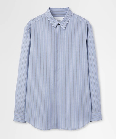 Wool Shirt In Blue Stripe