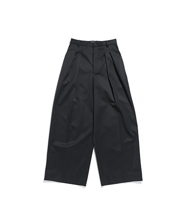 Compact Wool Two Tuck Wide Pants(1(WOMEN) Black/ブラック): ATON