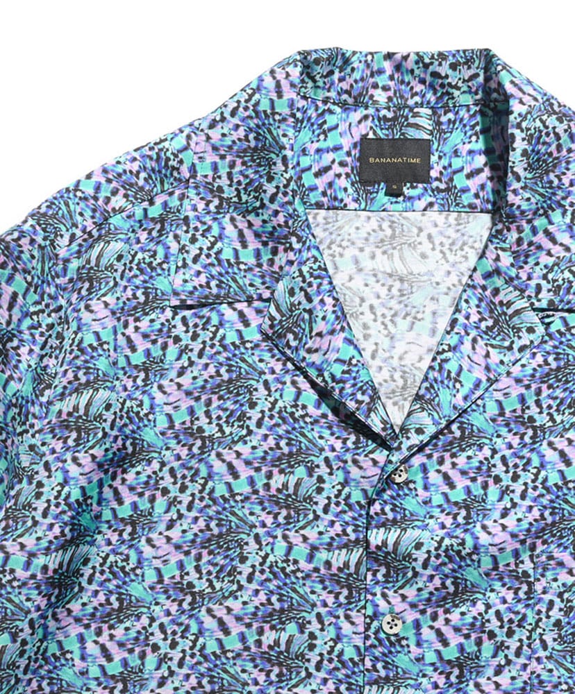 Hawaiian Shirt(M(MEN) Chevron Fish Green Blue/シェブロンフィッシュ