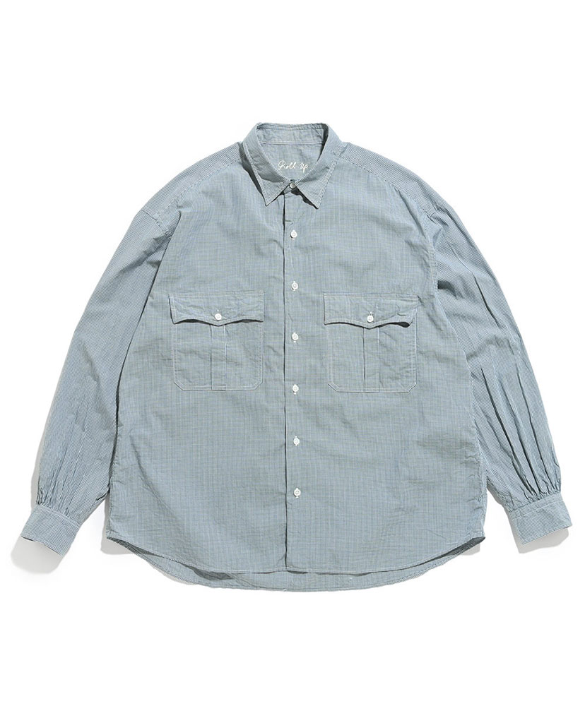 Roll Up New Gingham Check Shirt(XL() Olive/オリーブ): Porter Classic