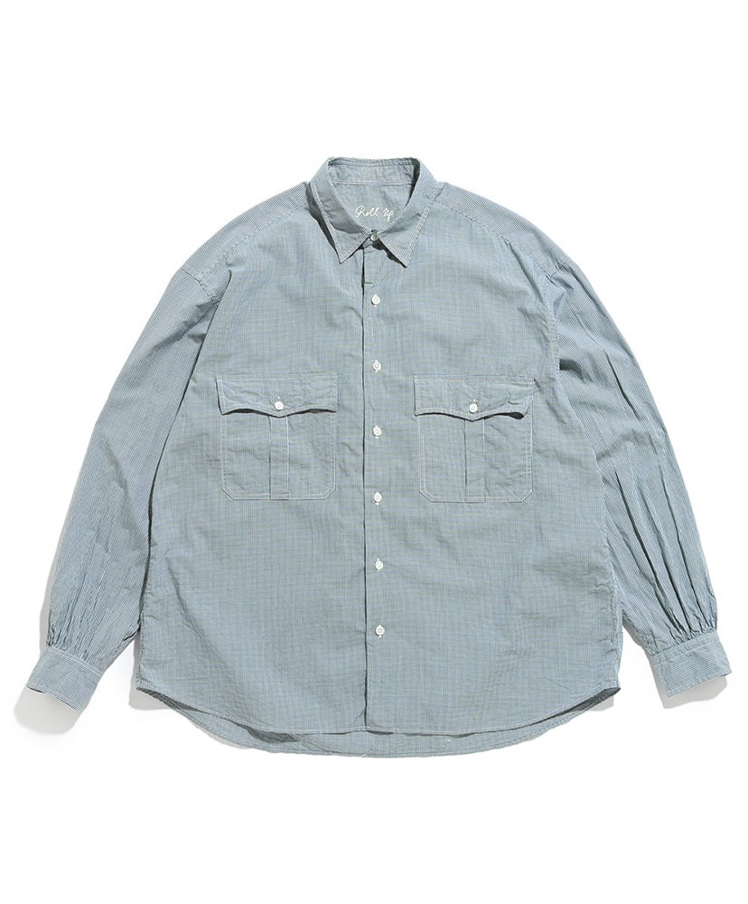 襟レギュラーカラーPORTER CLASSIC GINGHAM ROLL UP SHIRTS XL