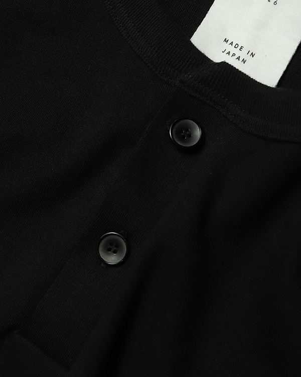 50TH HENLEY NECK TEE BLACK バッファローホーンボタン