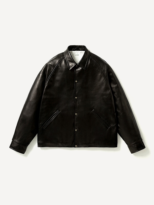 Leather Coach Jacket BLACK