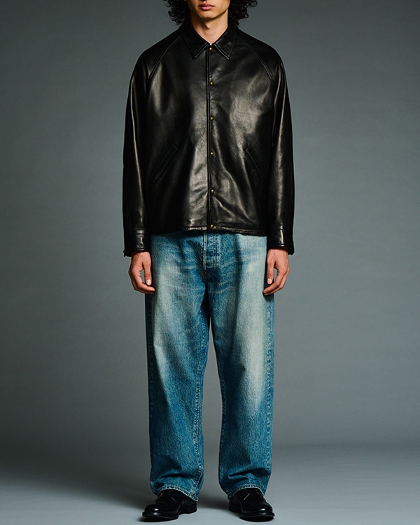 Leather Coach Jacket 着用