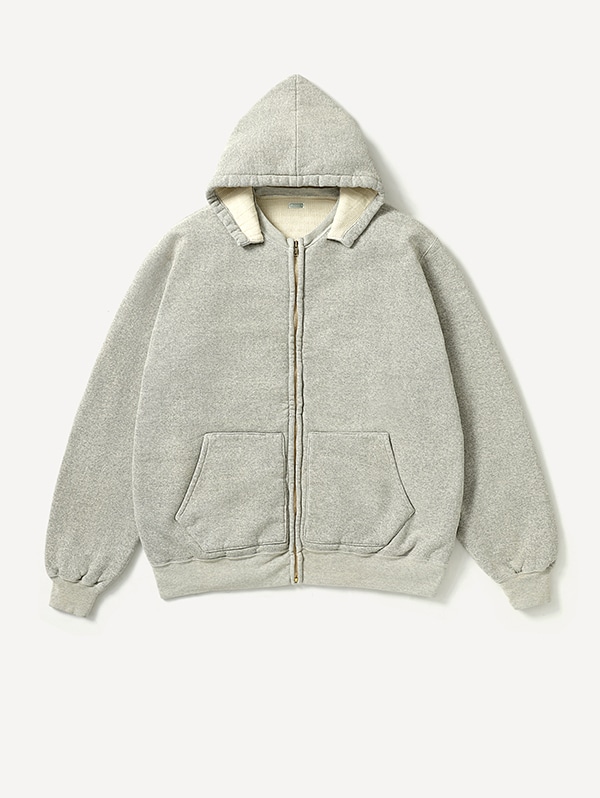 Vintage Attached Hood Zip Parka GRAY