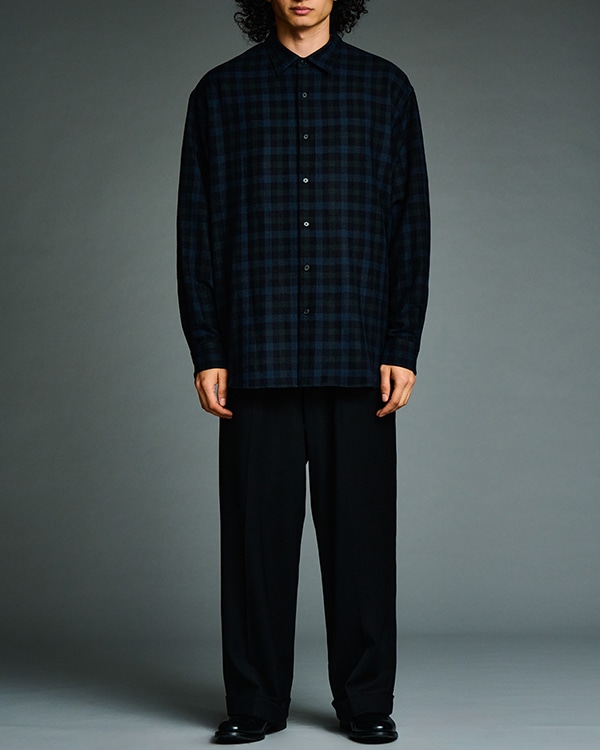 Wool Regular Collar Shirt 着用