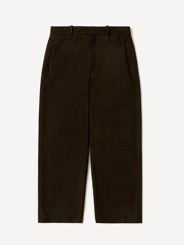 Wool Flannel Wide Trousers BROWN