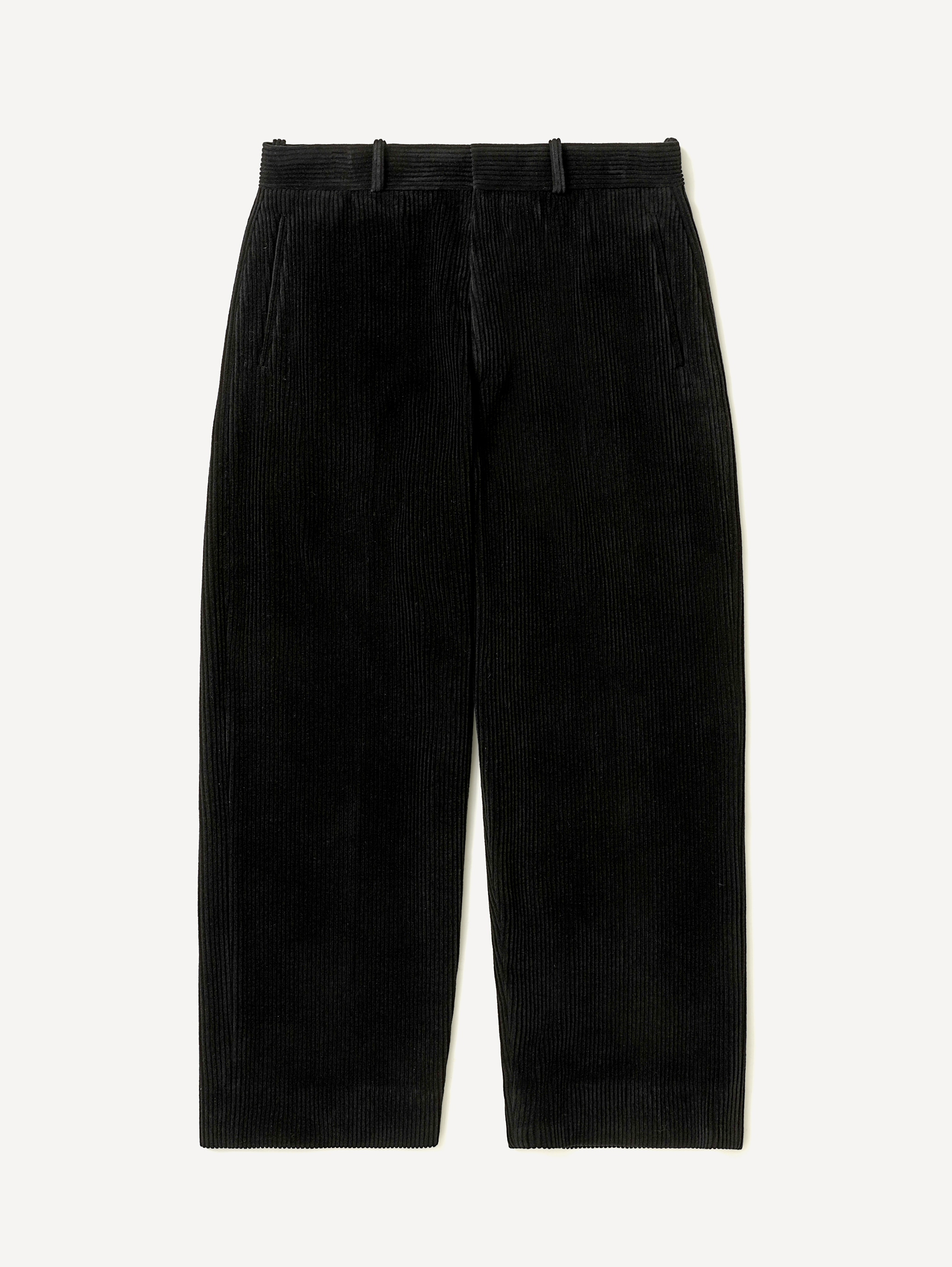 Wool Corduroy Wide Trousers BLACK