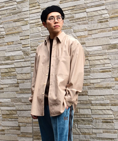 AURALEE[オーラリー] 23SS Washed Finx Twill Big Shirt [Mix Beige]