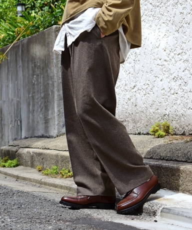 blurhms ROOTSTOCK[ブラームスルーツストック] 23AW Washed Wool Slacks [Heather Grey Beige]