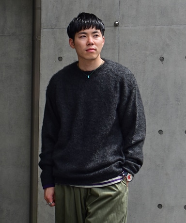 AURALEE[オーラリー] 23AW Brushed Super Kid Mohair Knit P/O [Ink Black]